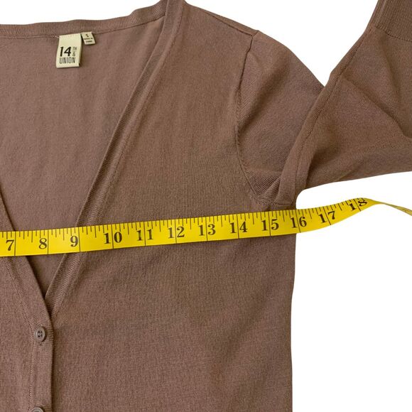 14th & Union Moca Cocoa Short length Knit Cardigan 3/4 Sleeve size S - Picture 9 of 10